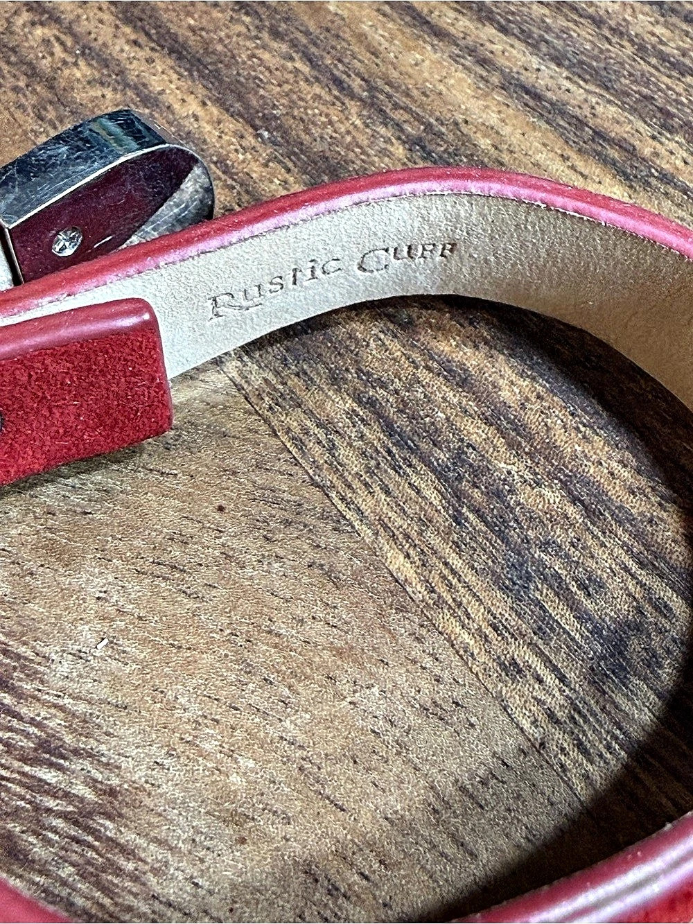 Rustic Cuff Red Leather Belt - Picture 3 of 4